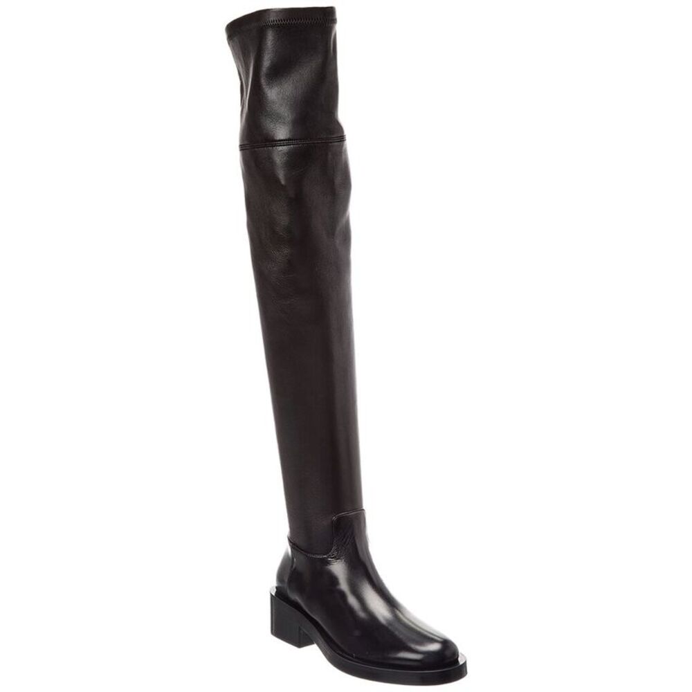 Valentino Roman Stud 30 Leather Over-The-Knee Boot, Black